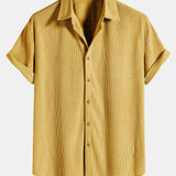 Short-Sleeved Corduroy Button Up Shirt & Shorts