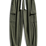 Textured Hooded Sweater with Long Line Design & Corduroy Cargo Pants