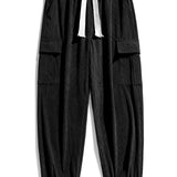 Textured Hooded Sweater with Long Line Design & Corduroy Cargo Pants