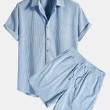 Short-Sleeved Corduroy Button Up Shirt & Shorts