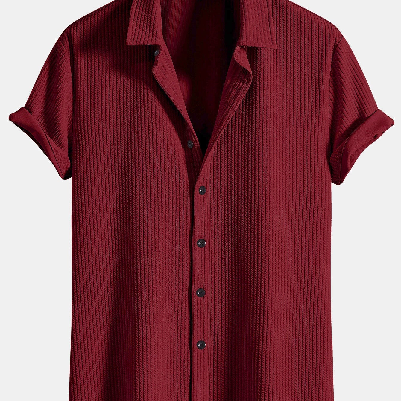 Ribbed Button-Up Shirt with Muscle Fit