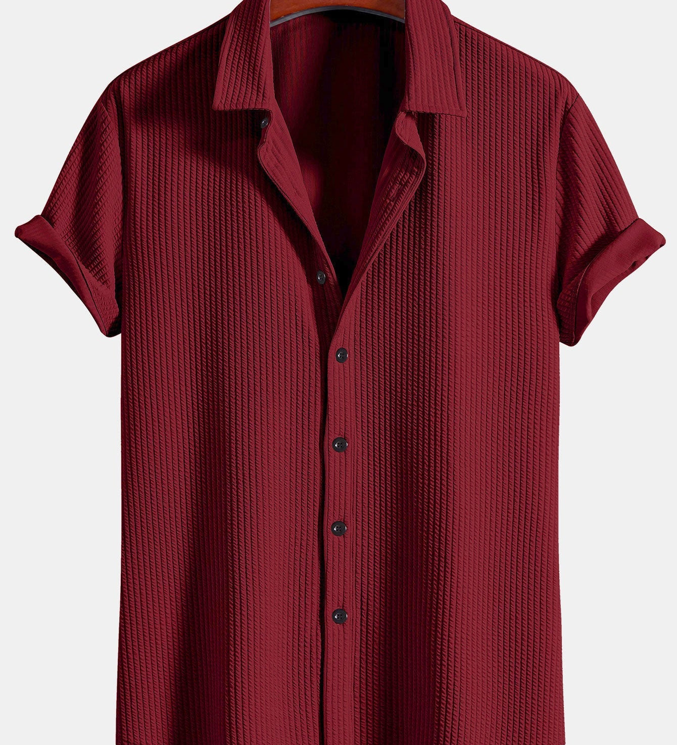 Ribbed Button-Up Shirt with Muscle Fit