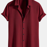 Ribbed Button-Up Shirt with Muscle Fit