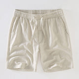 Short Sleeve Stand Collar Shirt with Linen Drawstring Shorts