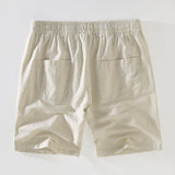 Striped Button-Up Shirt in Cotton Blend with Linen Drawstring Shorts