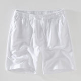 Short Sleeve Stand Collar Shirt with Linen Drawstring Shorts