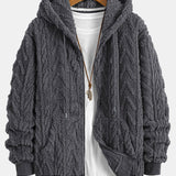 Geometric Jacquard Zip-Up Teddy Jacket