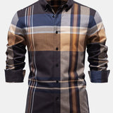 Plaid Button-Up Shirt with Long Sleeves in Cotton