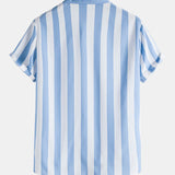 Striped Print Shirts and Swim Shorts Set
