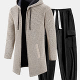 Textured Hooded Sweater with Long Line Design & Corduroy Cargo Pants