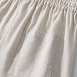 Waffle Textured Button-Up Shirt & Linen-Cotton Blend Drawstring Shorts