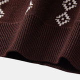 Geometric Pattern V-Neck Knit Polo