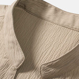 Textured V-Neck Shirt with Wrinkle Detail