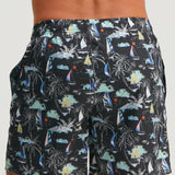 Palm Tree and Sailboat Pattern Swim Shorts