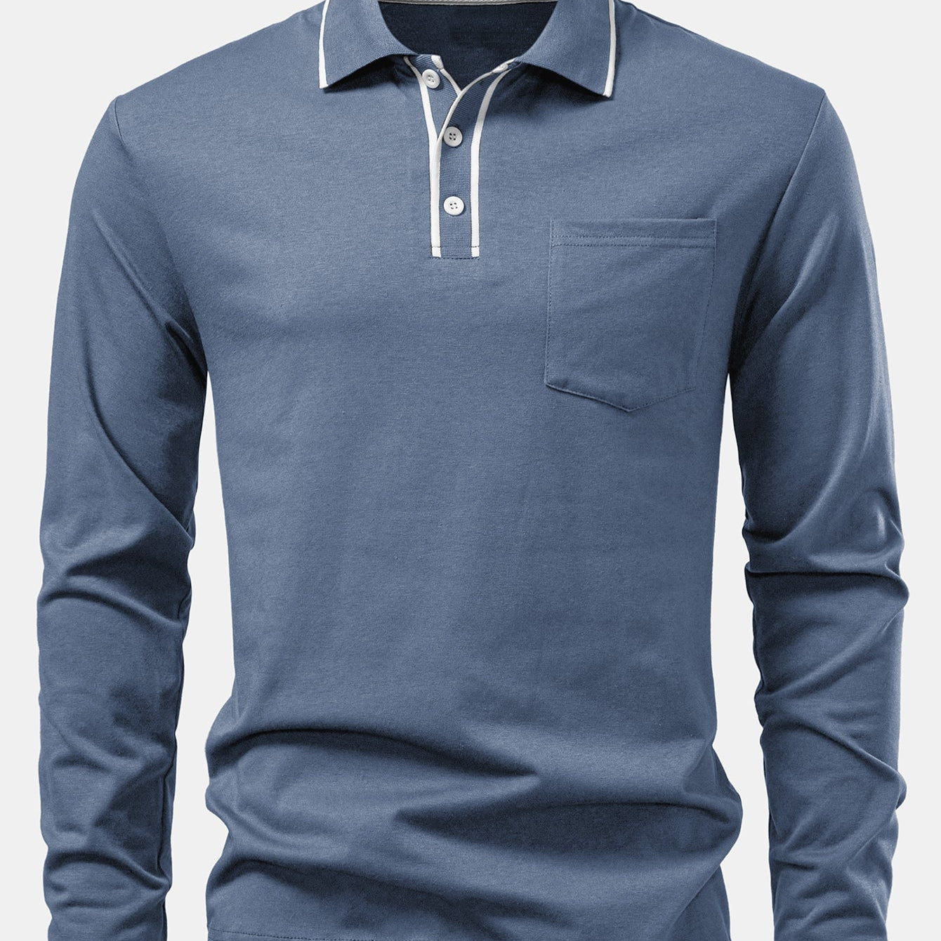 Contrast Pocket Long Sleeve Polo Shirt