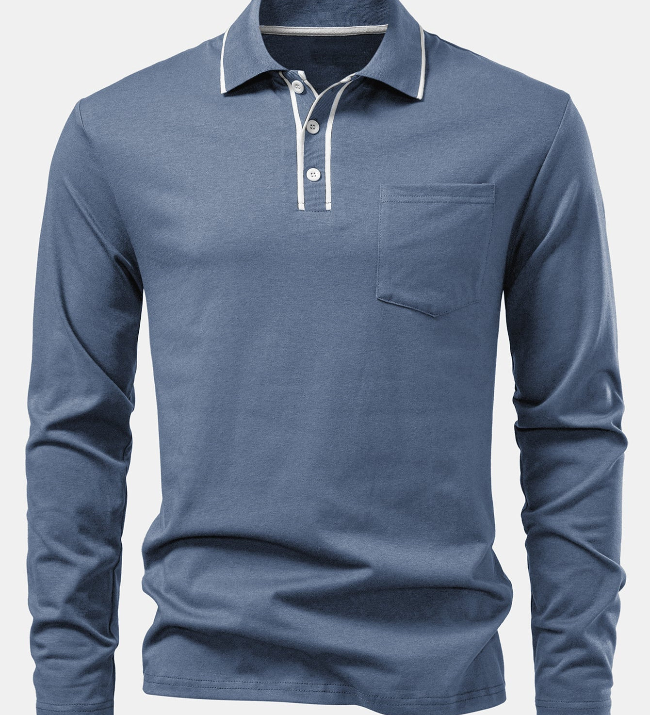Contrast Pocket Long Sleeve Polo Shirt