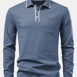 Contrast Pocket Long Sleeve Polo Shirt