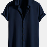 Ribbed Button-Up Shirt with Muscle Fit