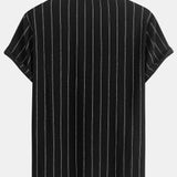 Striped Textured T-Shirt with Arc Hem