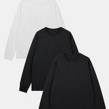 Set of 3 Basic Long Sleeve T-Shirts with Ribbed Cuffs