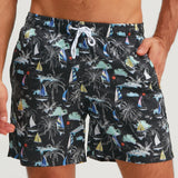 Palm Tree and Sailboat Pattern Swim Shorts