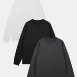 Set of 3 Basic Long Sleeve T-Shirts with Ribbed Cuffs