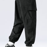 Textured Hooded Sweater with Long Line Design & Corduroy Cargo Pants