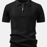 Twisted Jacquard Knit Zipper Polo & Slim Fit Tapered Pants