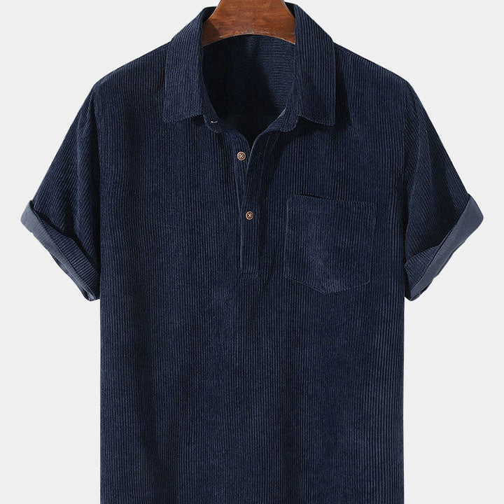 Essential Solid Corduroy Short Sleeve Shirts