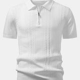 Twisted Jacquard Knit Zipper Polo & Slim Fit Tapered Pants