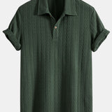 Geometric Jacquard Knit Polo