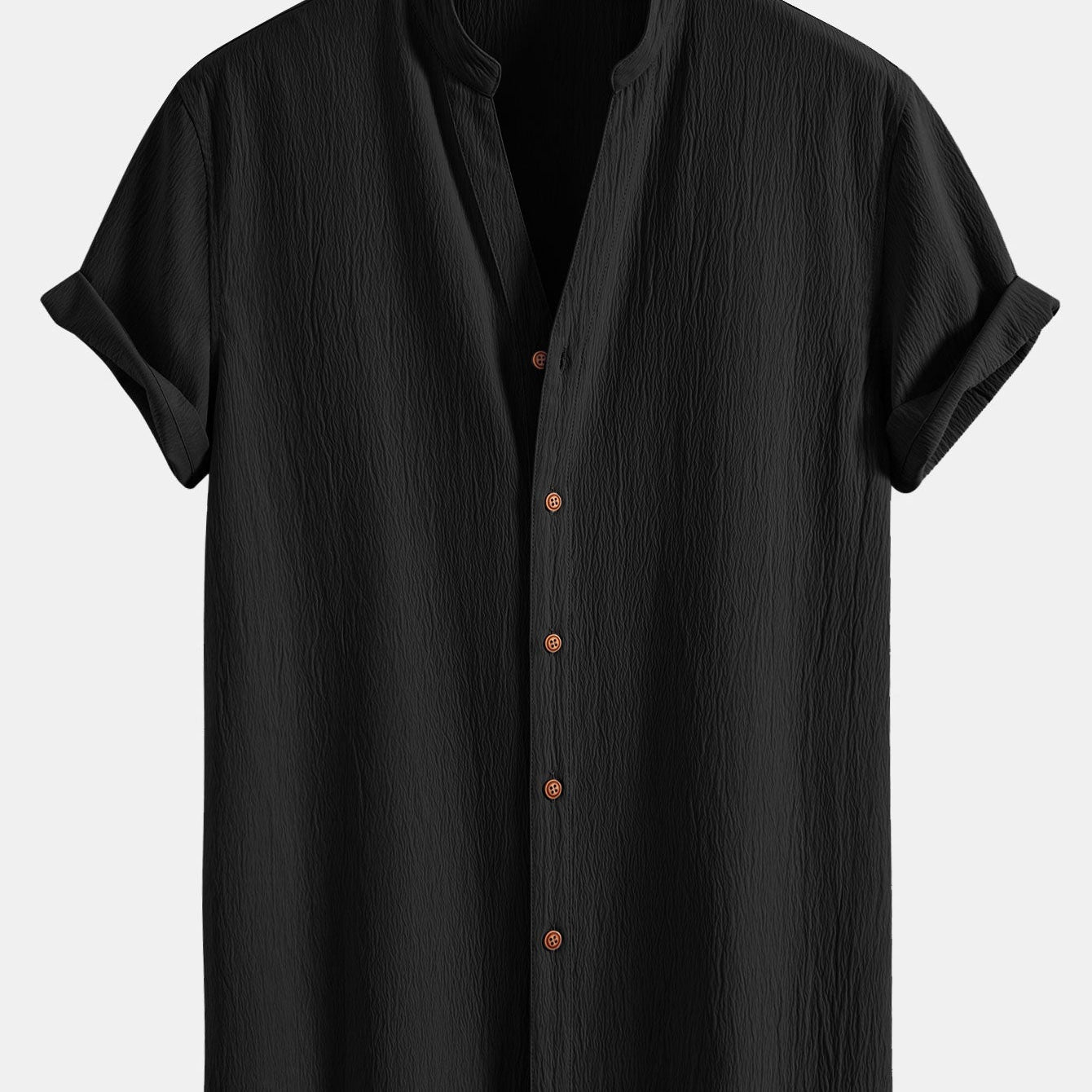 Textured V-Neck Shirt with Wrinkle Detail