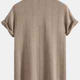 Geometric Knit Polo Shirt with Rhombus Texture