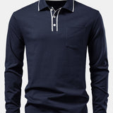 Contrast Pocket Long Sleeve Polo Shirt