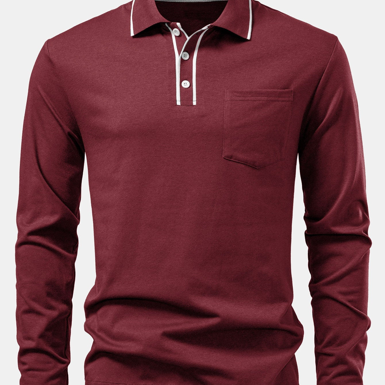 Contrast Pocket Long Sleeve Polo Shirt