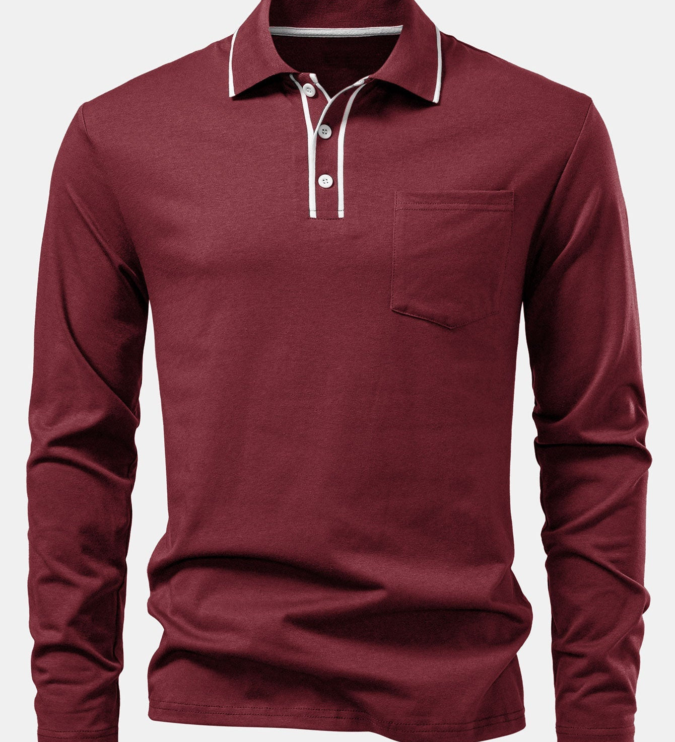 Contrast Pocket Long Sleeve Polo Shirt