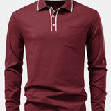 Contrast Pocket Long Sleeve Polo Shirt