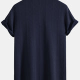 Geometric Knit Polo Shirt with Rhombus Texture