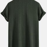 Geometric Knit Polo Shirt with Rhombus Texture