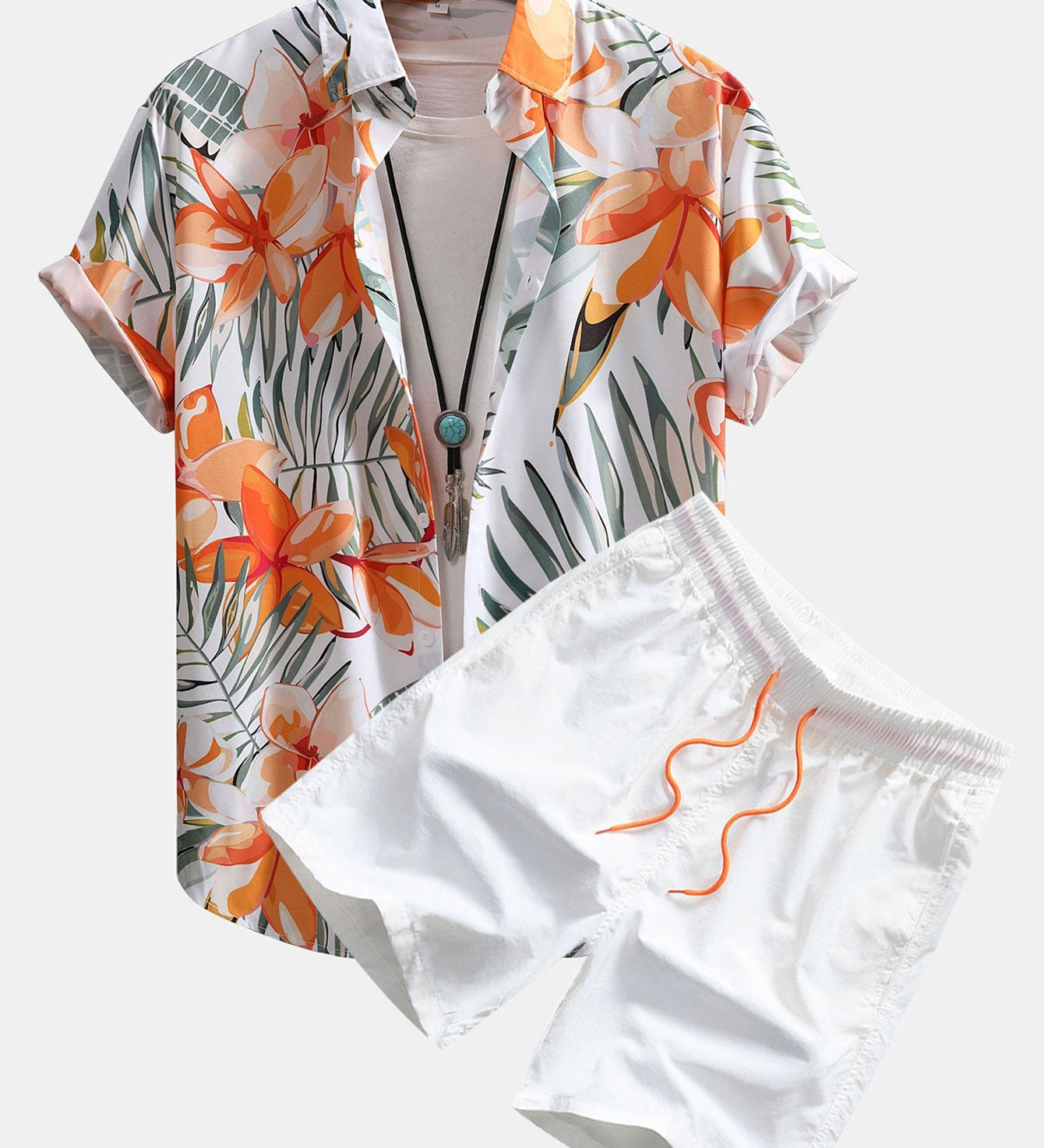 Floral Print Button-Up Shirt and Swim Shorts Set