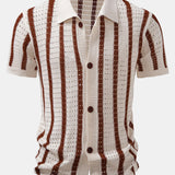 Striped Eyelet Knit Top & Straight-Leg Linen Trousers
