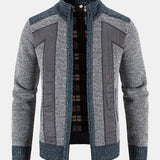 Faux Suede Patchwork Zip-Up Sweater