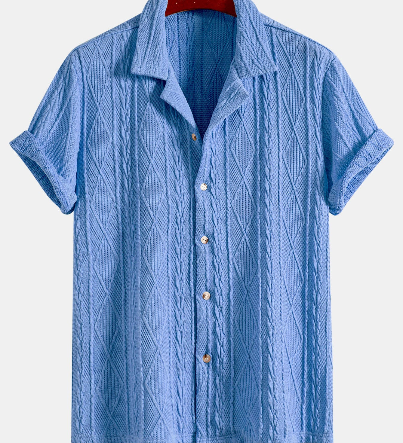 Geometric Knit Cuban Shirt with Textured Design
