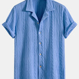 Geometric Knit Cuban Shirt with Textured Design