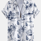 Island-Inspired Button-Up Shirt & Striped Swim Shorts Set