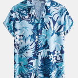 Tropical Print Button-Up Shirt & Swim Shorts Set with Musical Instrument Design
