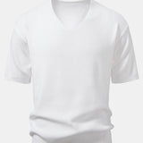 V-Neck Knitted T-Shirt with Drop Shoulder Design