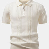 Twisted Jacquard Knit Zipper Polo & Slim Fit Tapered Pants
