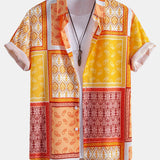 Button-Up Shirt with Paisley Border Design