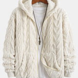 Geometric Jacquard Zip-Up Teddy Jacket